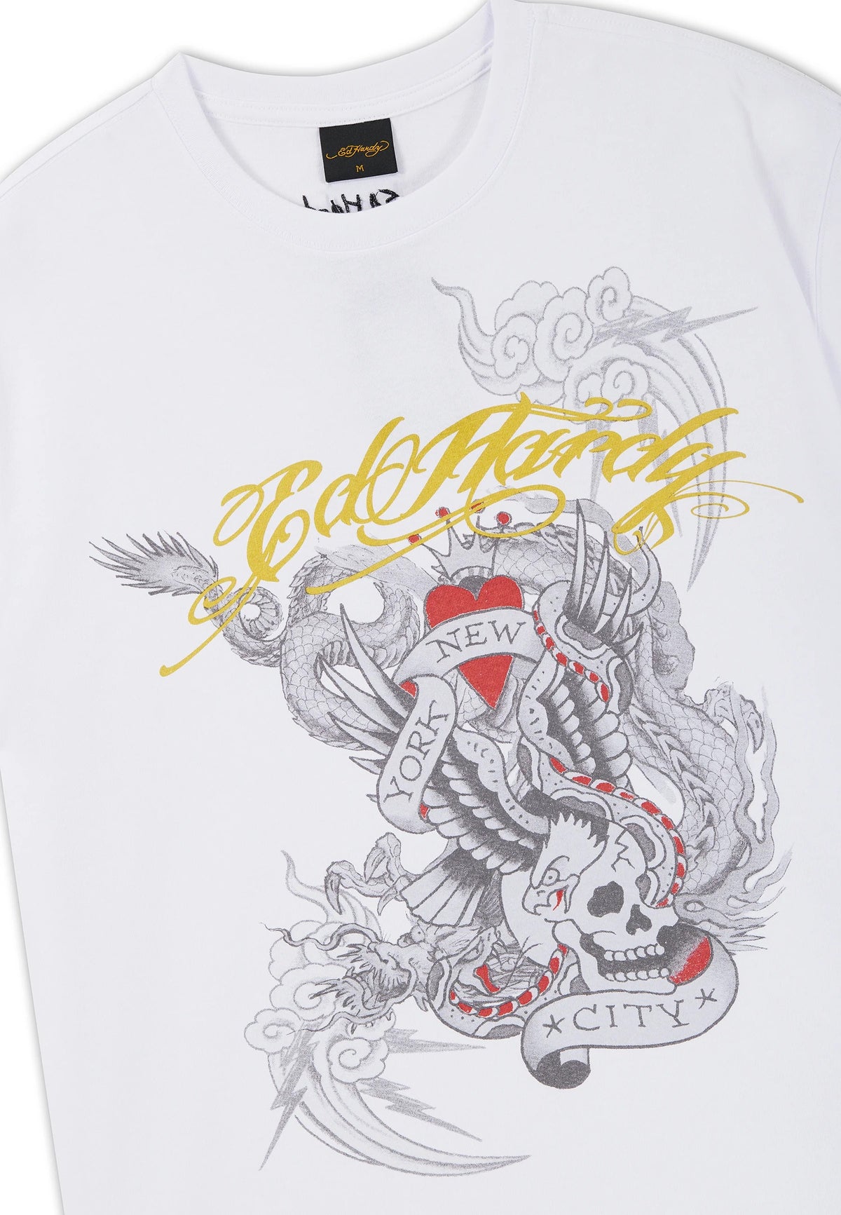 Ed Hardy Storming New York Graphic Relaxed T-Shirt White - OnSize