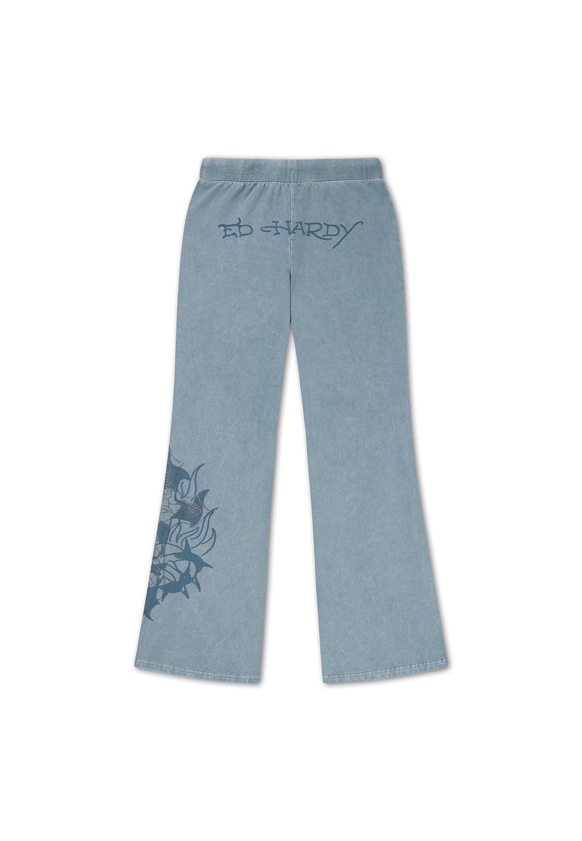 Ed Hardy Cross And Thorns Washed Flared Joggers Blue - OnSize