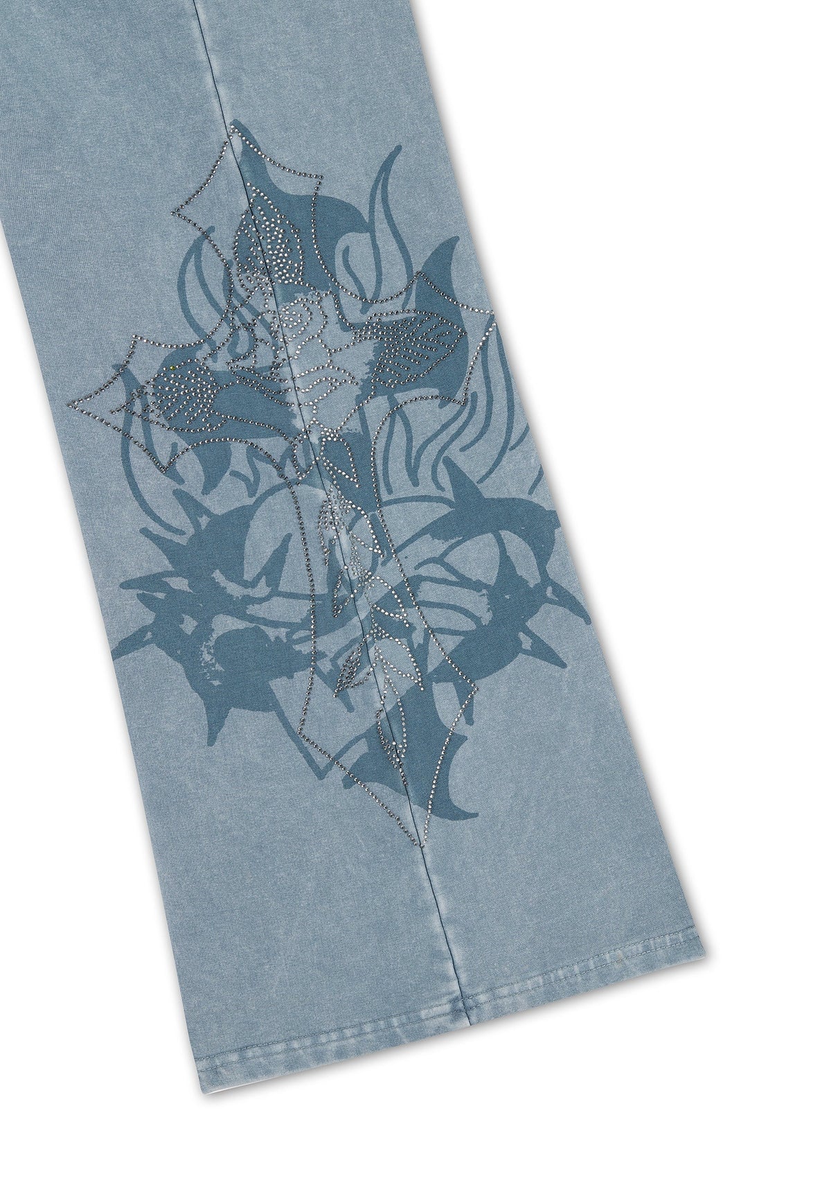 Ed Hardy Cross And Thorns Washed Flared Joggers Blue - OnSize