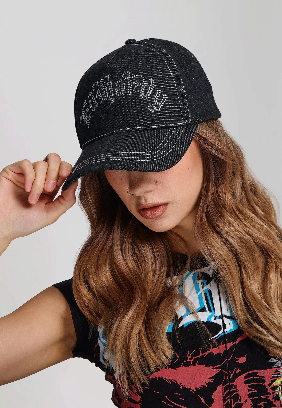 Ed Hardy Diamante Gothic 5 Panel Black Trucker Cap - OnSize