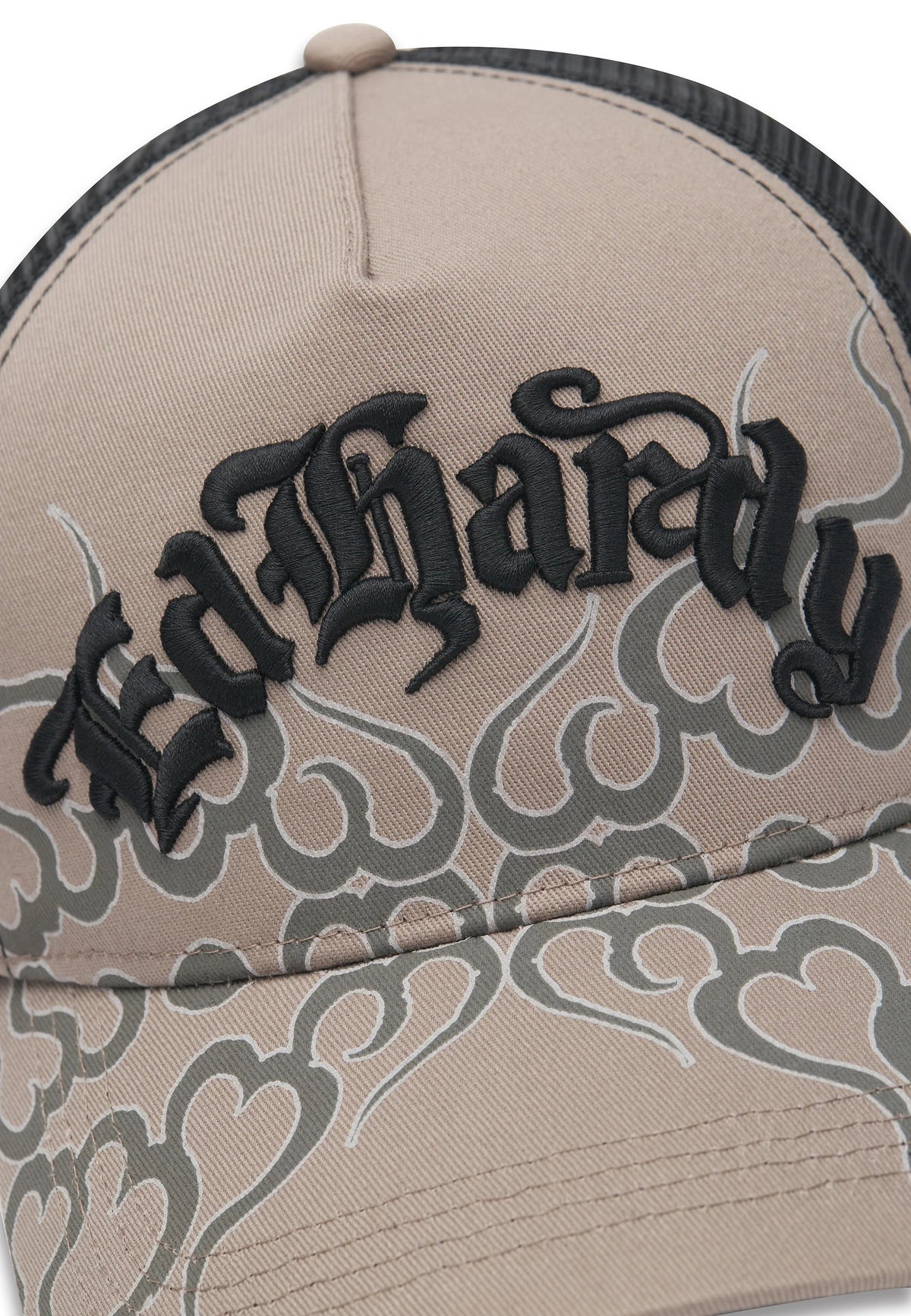 Ed Hardy Flaming Ed Hardy 5 Panel Grey Trucker Cap - OnSize