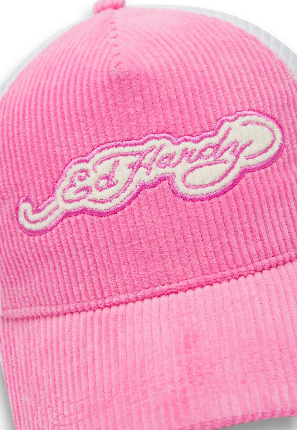 Ed Hardy Embroidery Applique Cord 5 Panel Hot Pink Trucker Cap - OnSize