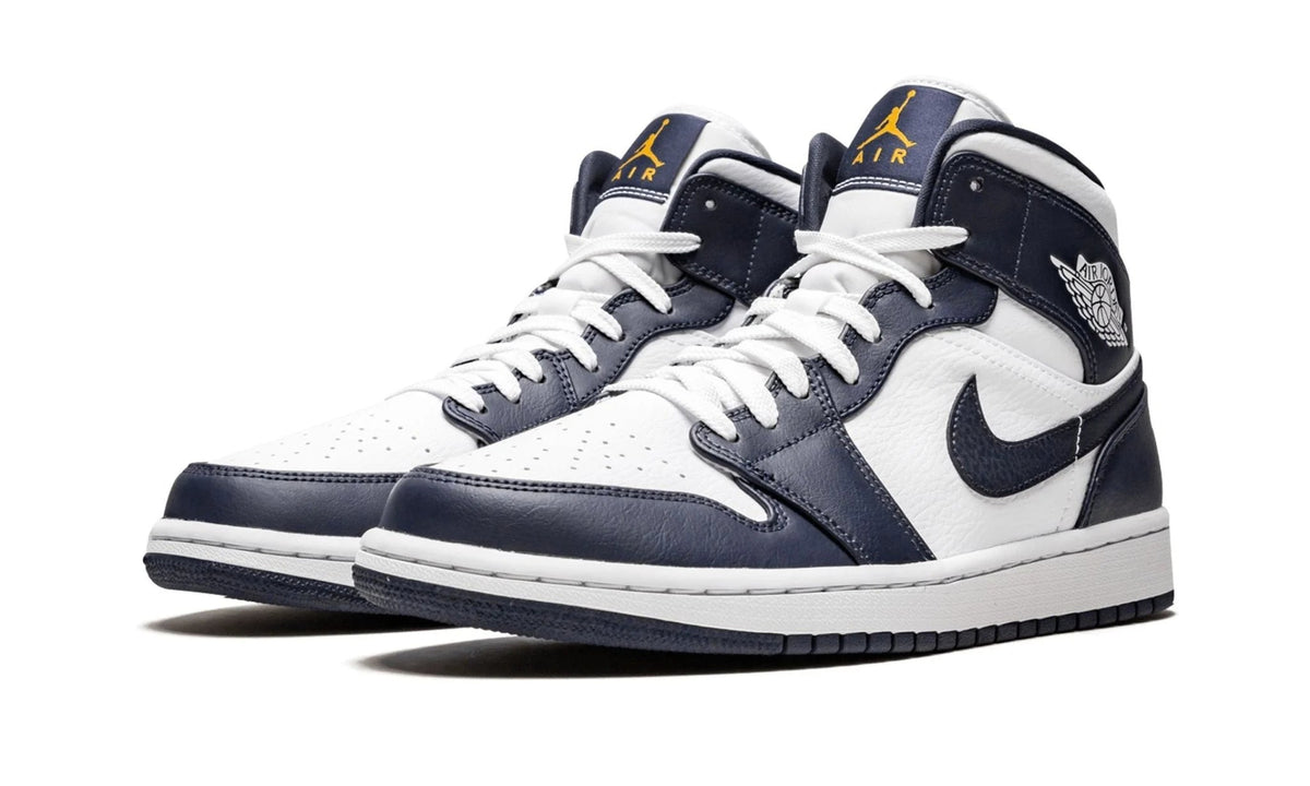 Jordan 1 Mid White Metallic Gold Obsidian - OnSize
